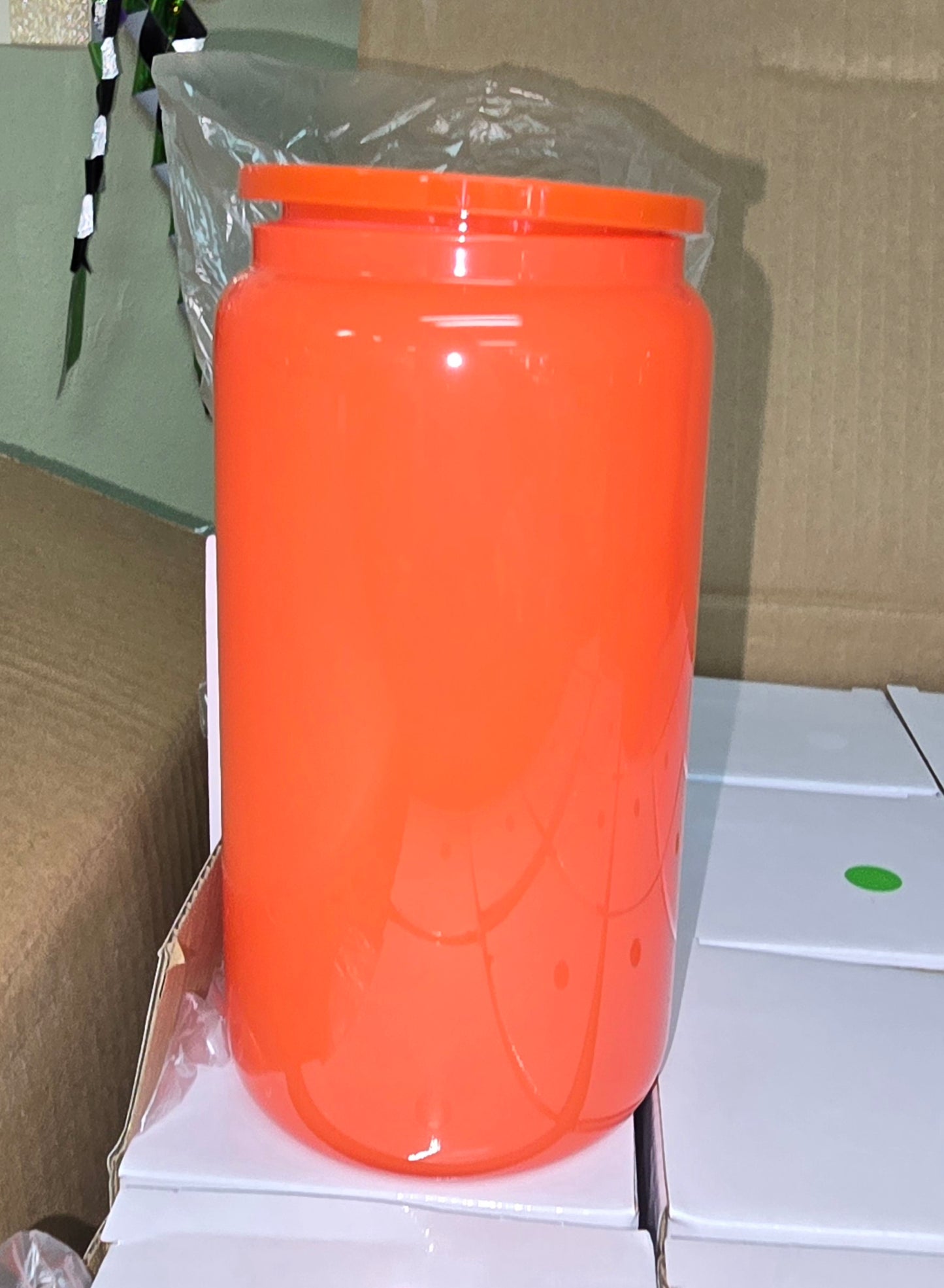 16oz Glass Can Tumbler in Fall Colors
