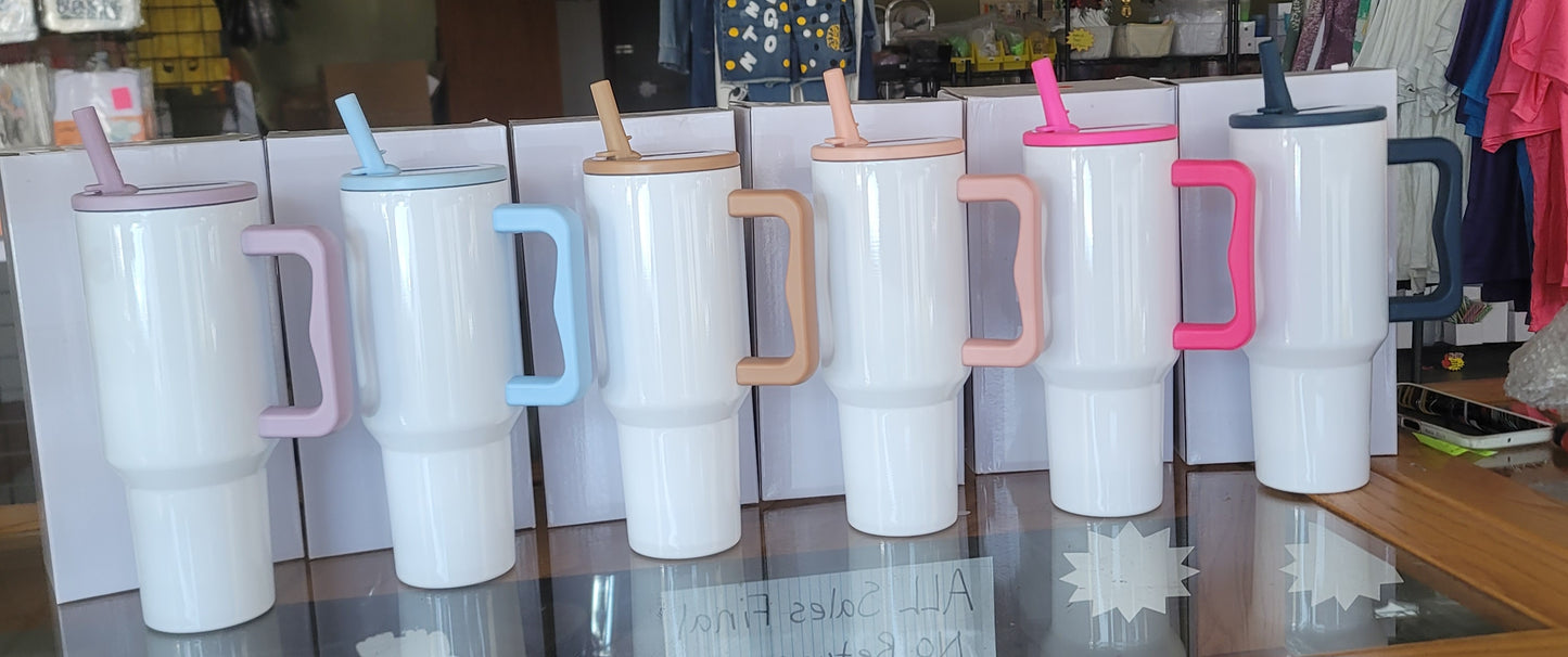 40oz SUBLIMATION Flip-top Straw w/Colored Handles