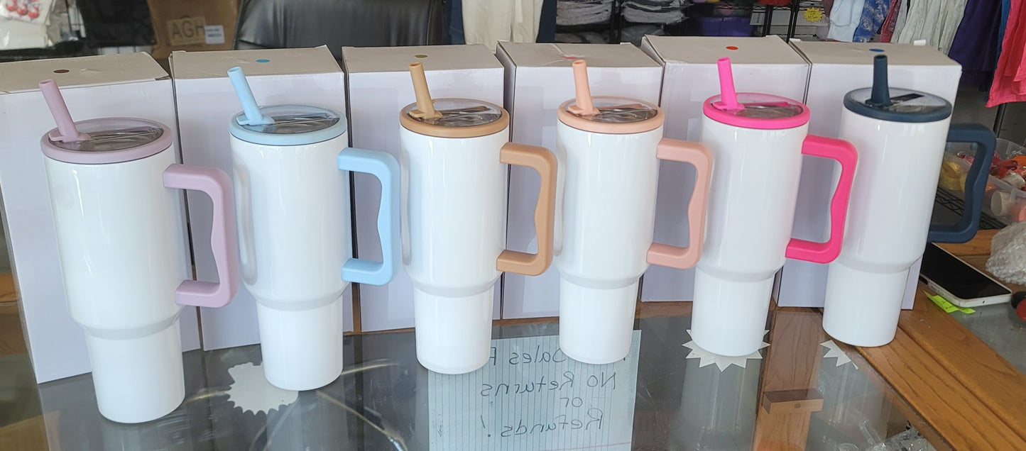40oz SUBLIMATION Flip-top Straw w/Colored Handles
