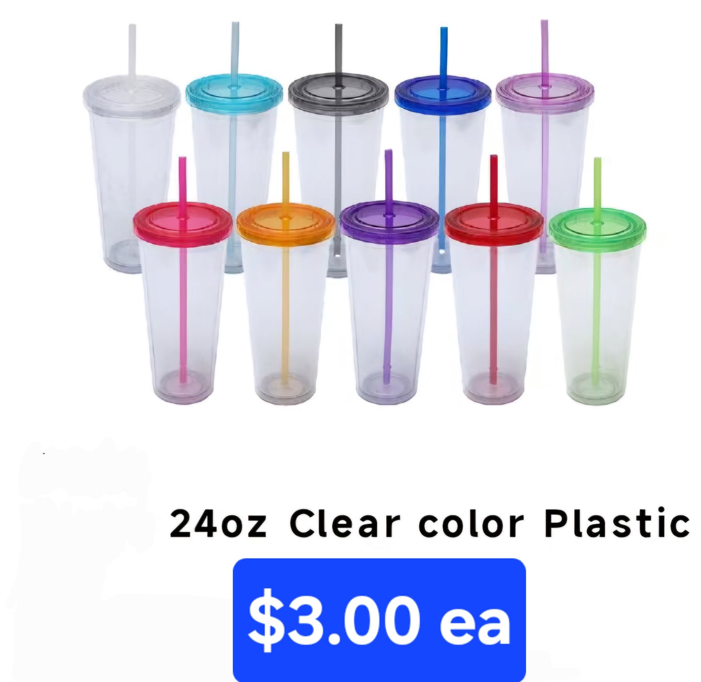 24oz CLEAR ACRYLIC TUMBLERS