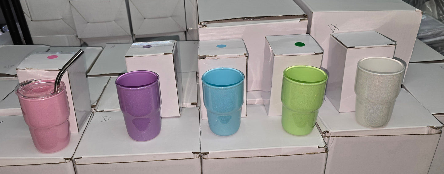 3oz Glass Shimmer Shot Glass with Straw