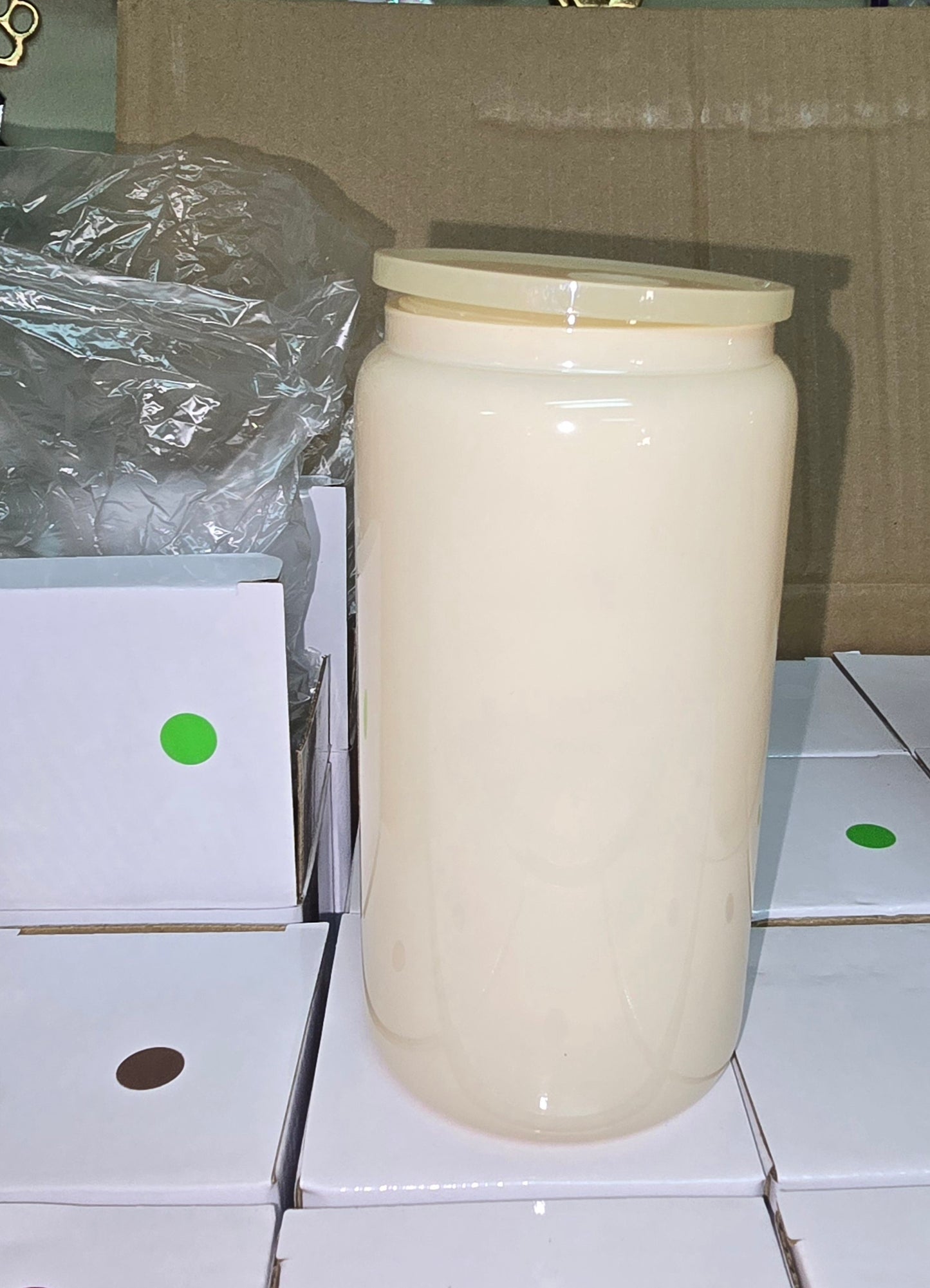 16oz Glass Can Tumbler in Fall Colors