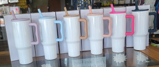 40oz SUBLIMATION Flip-top Straw w/Colored Handles