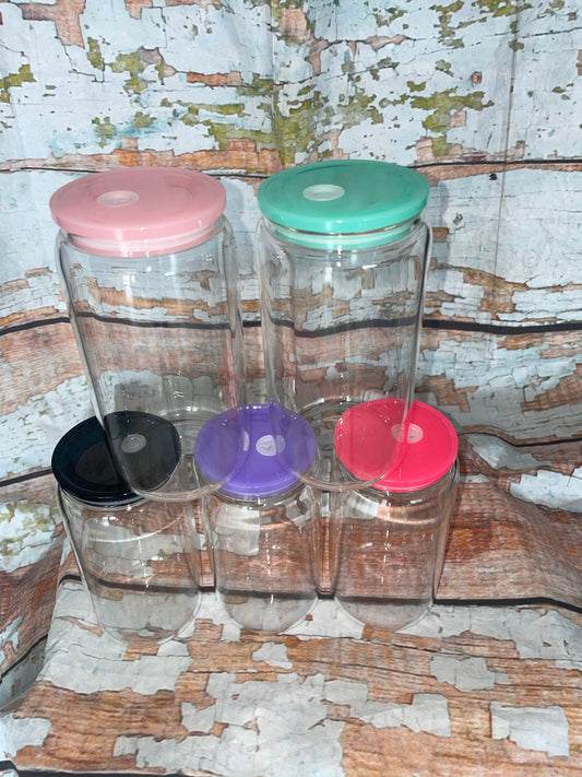 16oz Clear with color Lids