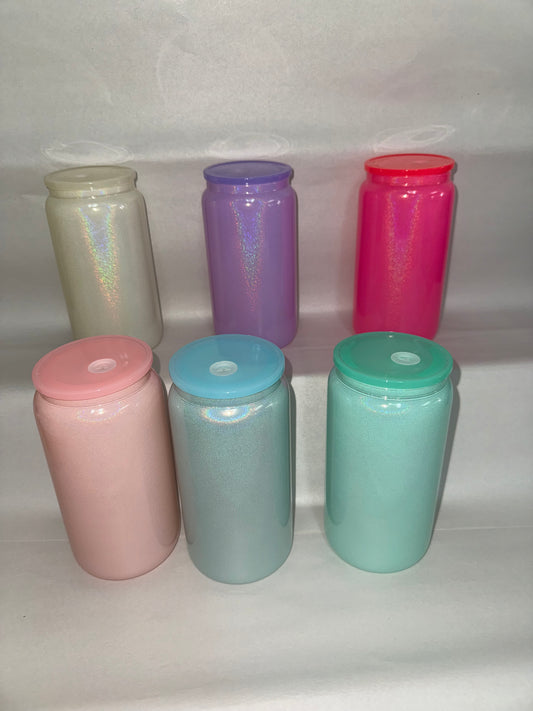 16oz Shimmer Glass with Color lid