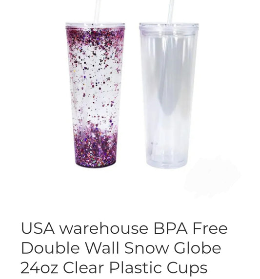 24oz CLEAR ACRYLIC SNOW GLOBES