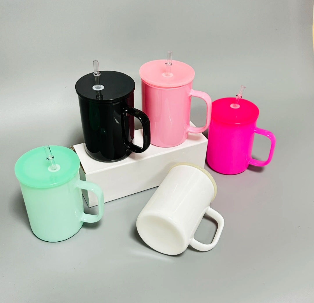 15oz SUBLIMATION Macaron Tumbler Mug-GLASS
