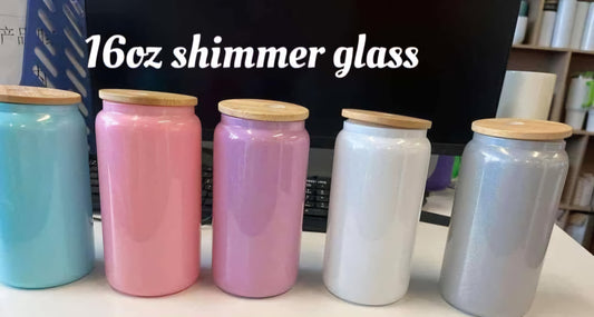 16oz Glass Shimmer Candy Color Can