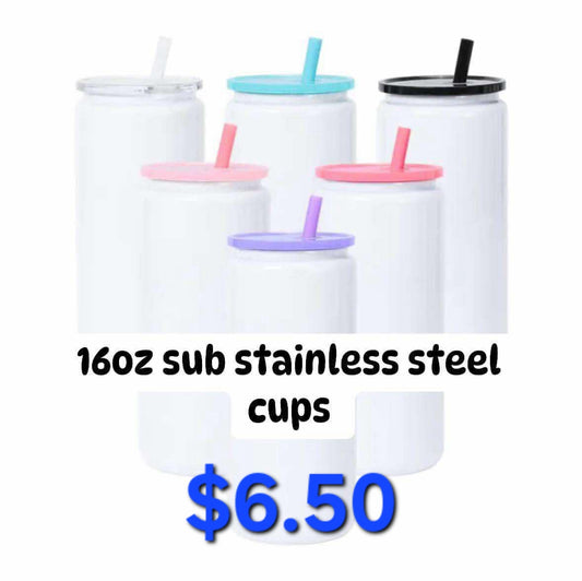 16oz S.S.WHITE W/COLOR LIDS-SUBLIMATION