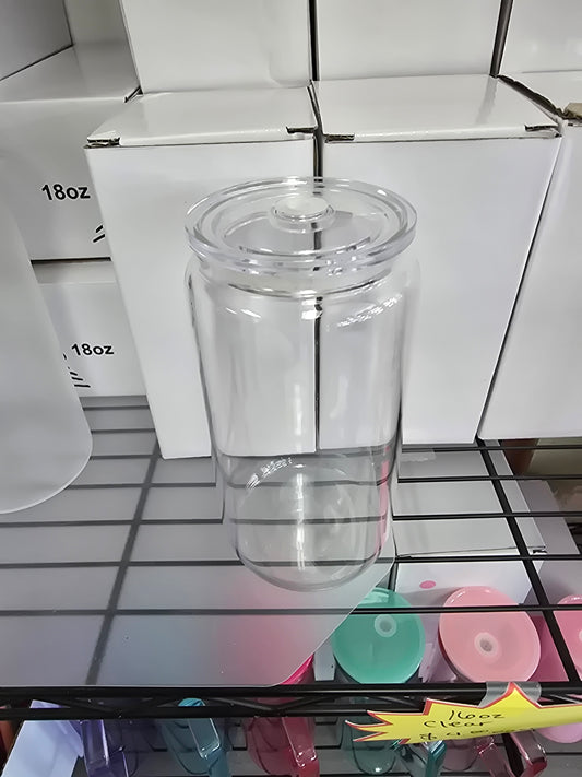 16oz Clear Glass with Clear lids
